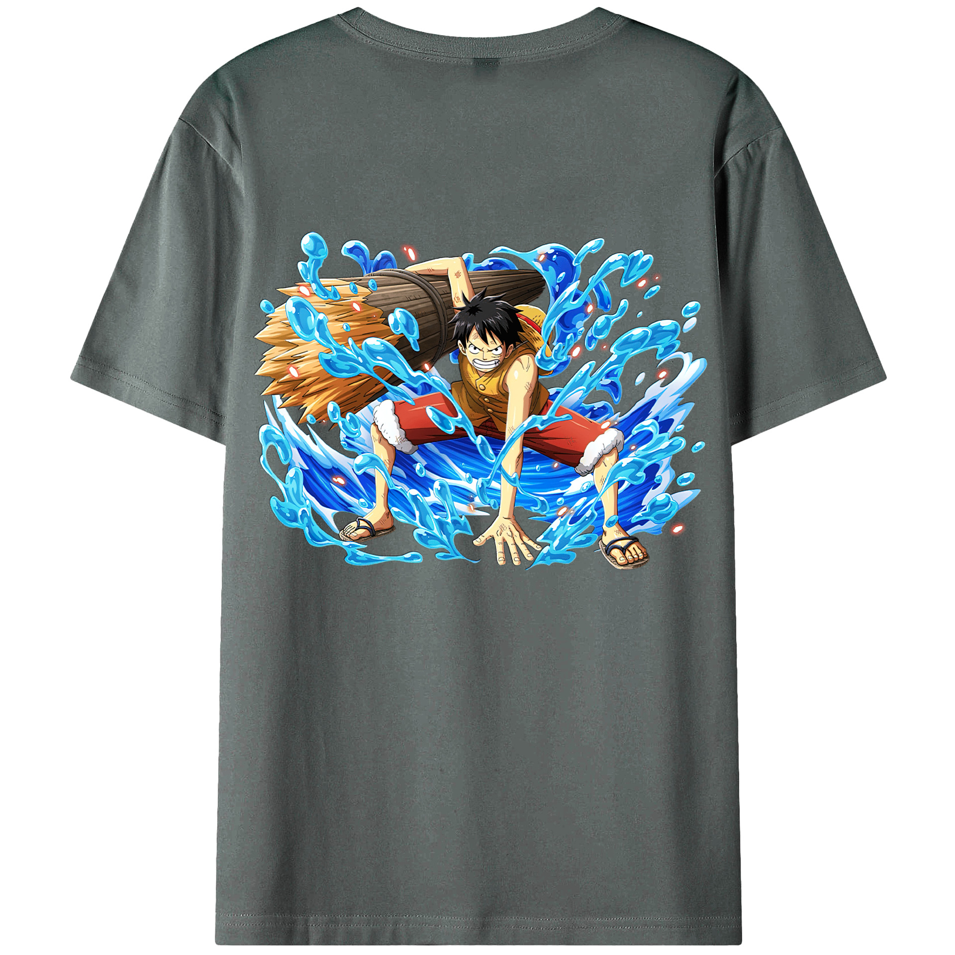ワンピース モンキー・D・ルフィ ONE PIECE Monkey D. Luffy 綿100％ メンズ半袖Tシャツ（バックプリント） 通気性